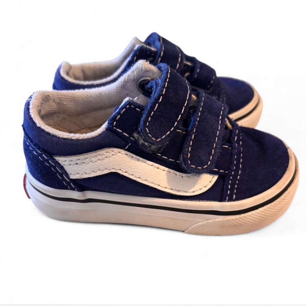 Vans Kids Double Velcro Navy Blue Canvas Sneakers